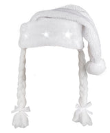 Tonttulakki valkoinen leteillä ja vilkkuvilla tähdillä