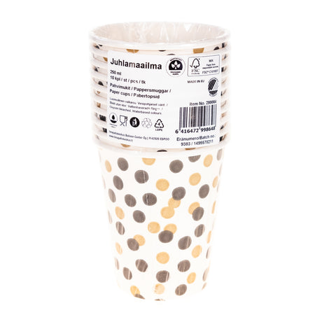 Pahvimuki konfetti 250 ml kulta musta 10 kpl/pkt