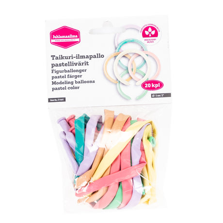 Taikuri-ilmapallo pastellivärit 20 kpl/pss