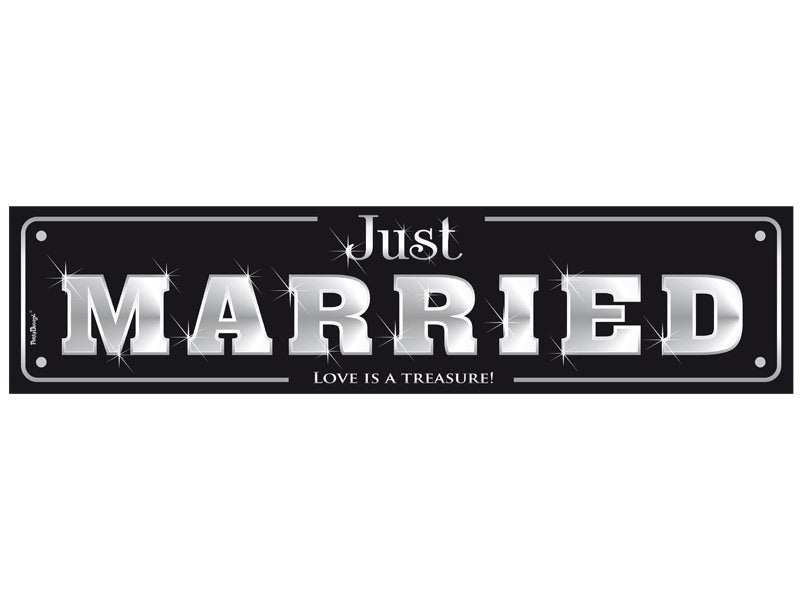 Hääkyltti pahvia, "Just married" hopea 1 kpl