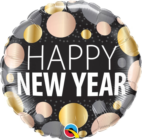 Happy New Year metallinhohtoiset pallot foliopallo