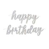Happy Birthday kirjainnauha hopeanvärinen hologrammi