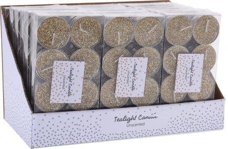 Lämpökynttilä kulta kimalle 8 kpl/pkt