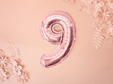 Numerofolio 9 ruusukullanvärinen ilmatäytteinen 35 cm
