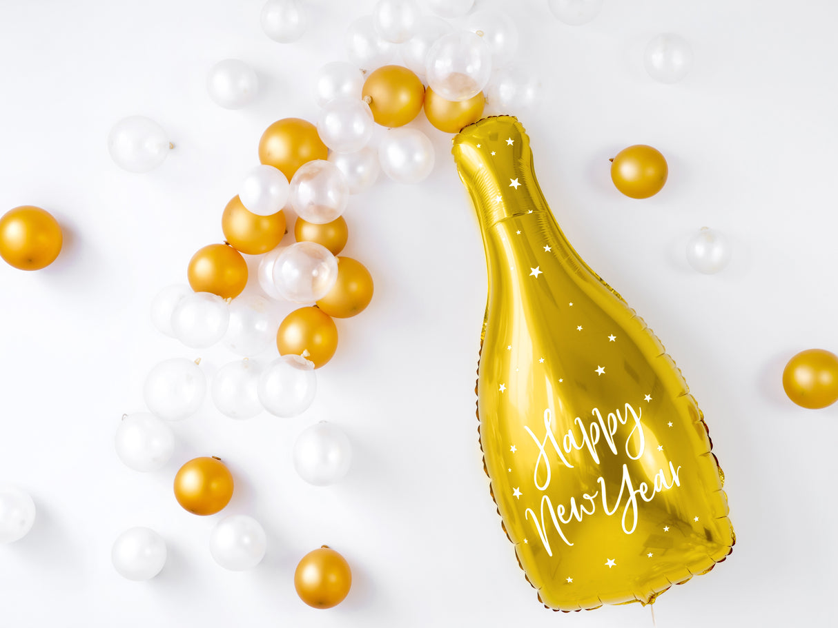 Happy New Year shampanjapullo kulta muotofoliopallo