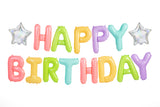 Happy Birthday värikäs ilmalla täytettävä foliopallosetti