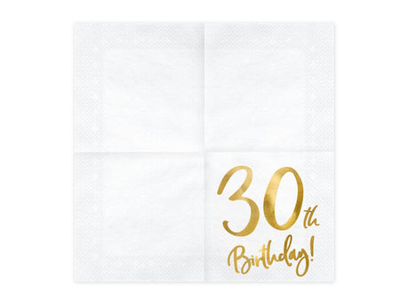 Happy Birthday 30 valkoinen suuri lautasliina 20 kpl/pkt